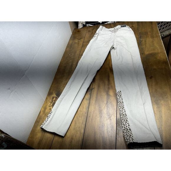 VTG Western Ethics Denim Jeans Size 1 Beige Leopard Bareback NWT - Picture 2 of 15
